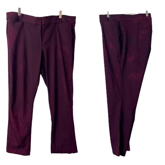 Lane Bryant Women’s Pants The Allie Ankle Slim Fit Burgundy Mid Rise Sz 24R Plus - Picture 3 of 11